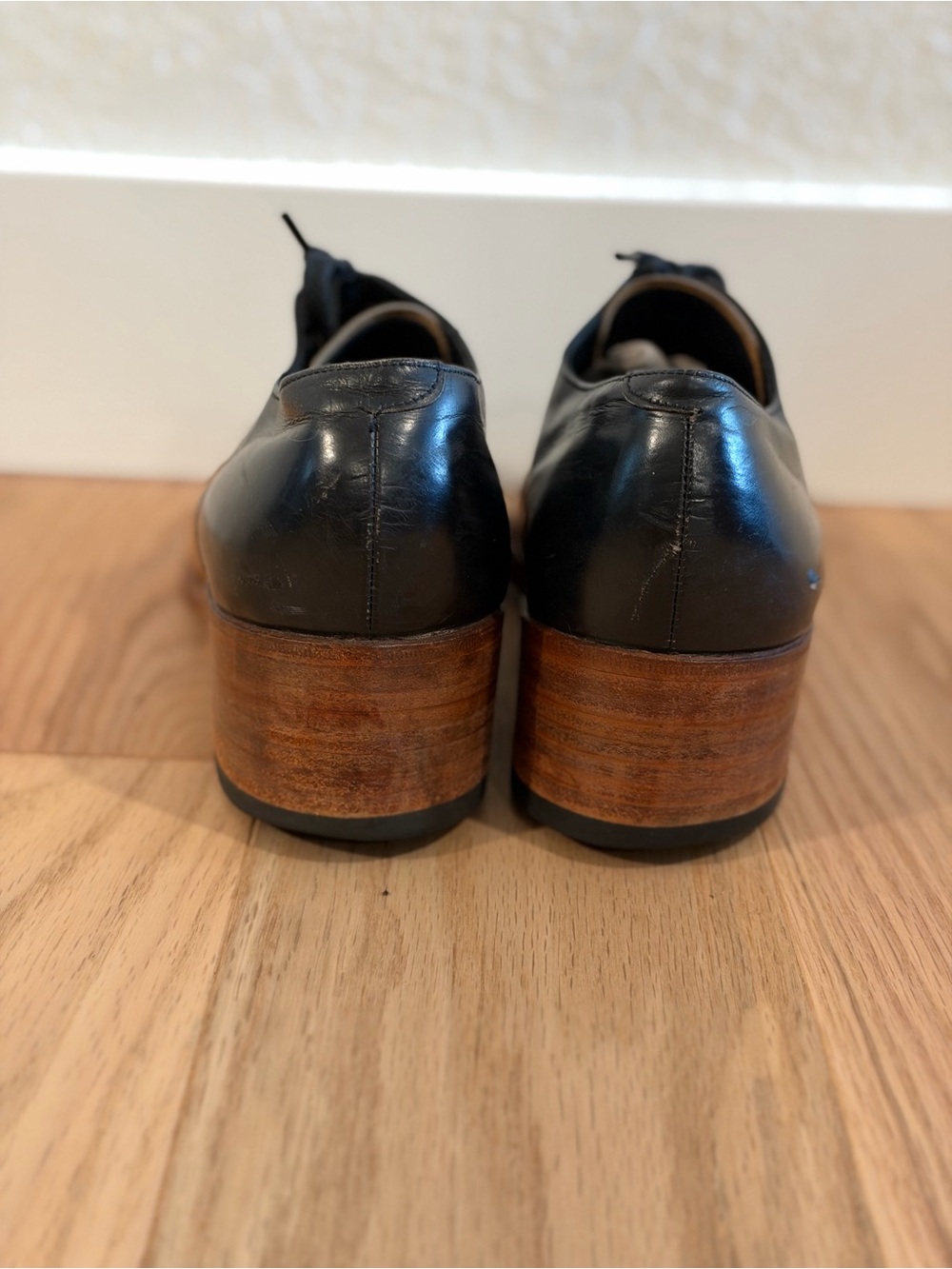 Vintage 70s Florsheim Platform Shoes Two Tone Leather Disco Cuban Oxford Heels - Picture 5 of 9
